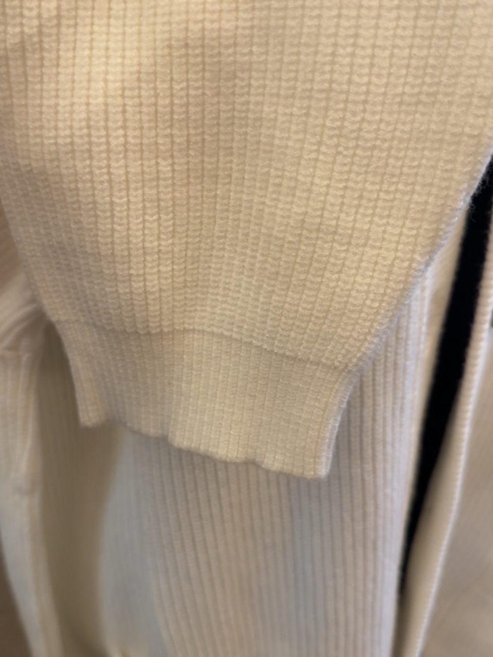 Women’s Cream Ribbed Button Cardigan Sweater - Picture 9 of 16